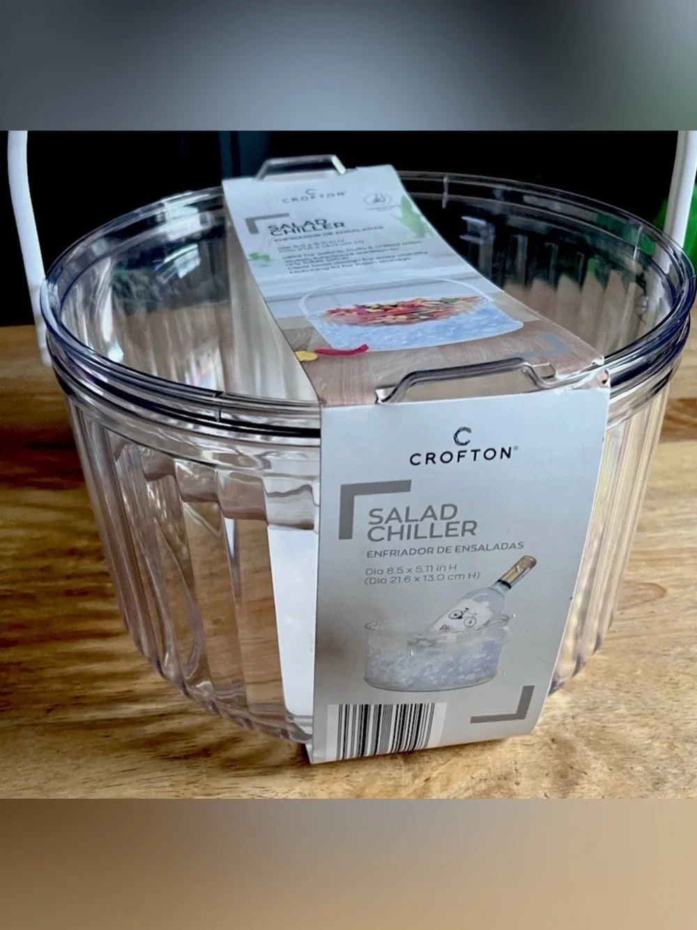 Crofton Salad Chiller Ice Bowl Serving Bowl w/ Lid & Handle New 8.5”